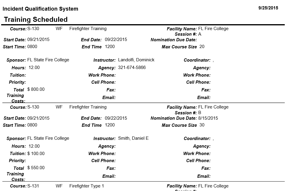 training scheduled report.gif